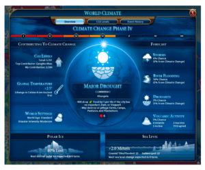 Figure 4. The world climate screen in Civilization VI: Gathering Storm (Screenshot).